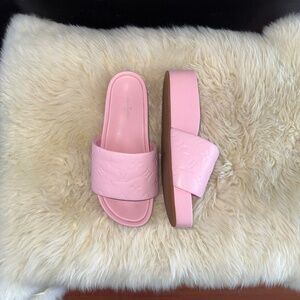 Louis Vuitton Lambskin Embossed Monogram Platform Mule Sandal 39 Rose Clair